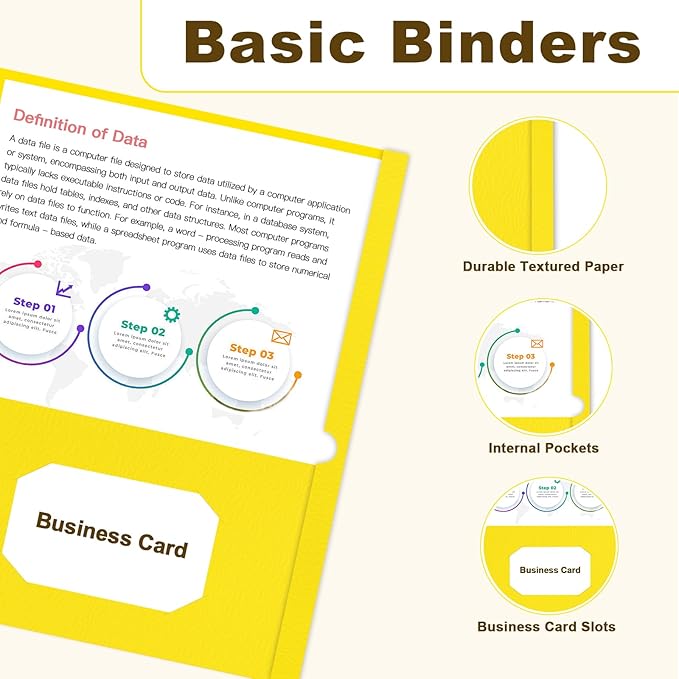 60 Pack Paper Pocket Folders, 2 Pocket Folders, Letter Size, Yellow