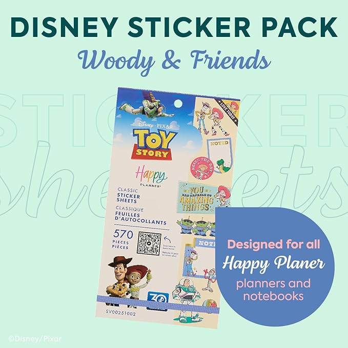 Happy Planner Disney 30-Sheet Easy-Peel Sticker Pack for Calendars and Journals, Woody and Friends
