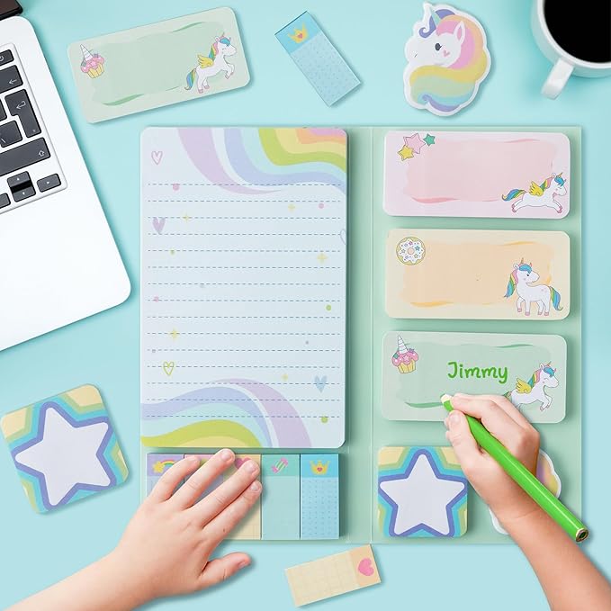 Xqumoi I Just Really Like Magic Horse Sticky Notes Set, 550 Sheets, Cute Magic Horse Self-Stick Notes Pads Animal Divider Tabs Bundle Writing Memo Pads Back to School Office Supplies Small Gift
