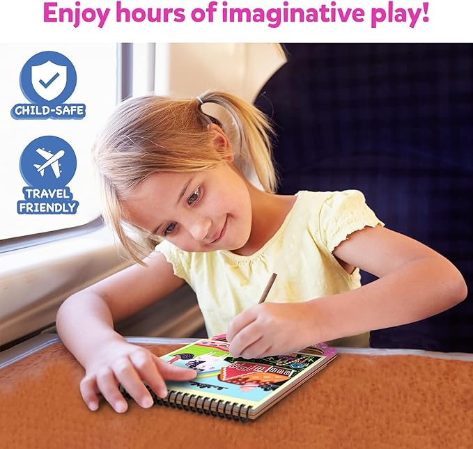 Skillmatics Scratch Art Book for Kids - Unicorns & Princesses, DIY Craft Kits, Christmas Stocking Stuffers, 30+ Scratch Stickers, Travel Toys, Gifts for Girls & Boys Ages 3, 4, 5, 6, 7, 8