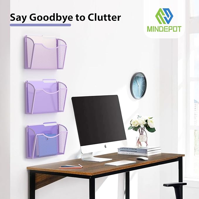 Wall File Organizer,Hanging Wall Mounted File Folder Binder Holder Mail Organizer for Office,Home and School Supplies