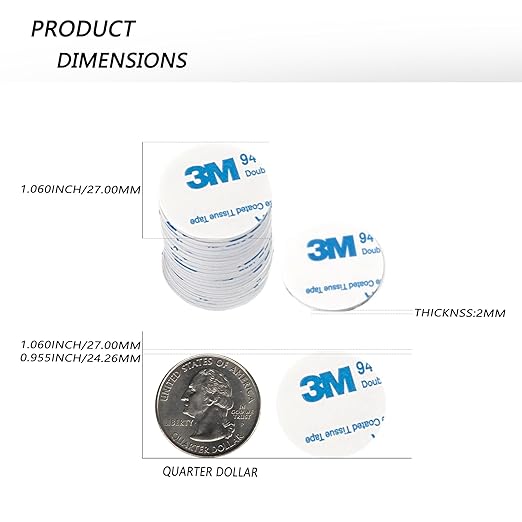 Round 3M Double Sided Adhesive Pads,200 Pack Double Sided Sticky Pads Super-Sticky Adhesive Foam Pads，1.06 x 1.06 Inch Strong Pad Heavy Duty Mounting Adhesive