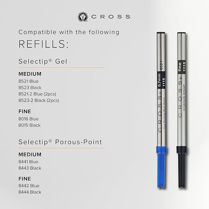 Cross Bailey Refillable Rollerball Pen Presented in a Premium Gift Box - Medium Point, Black Ink, Black