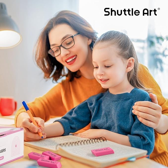 Pink Erasers, Shuttle Art 120 Pack Pink Erasers Bulk for School, Office, Latex-Free Soft Eraser for Kids, Teachers as School Supplies