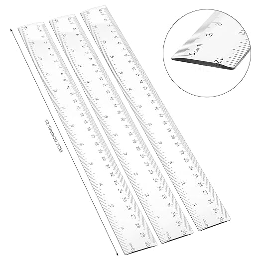 Zonon 500 Pieces 12 Inch Ruler Bulk Clear Plastic Flexible Straight Metric Rulers with Centimeters and Inches Drafting Measuring Tool for Classroom School Students Education