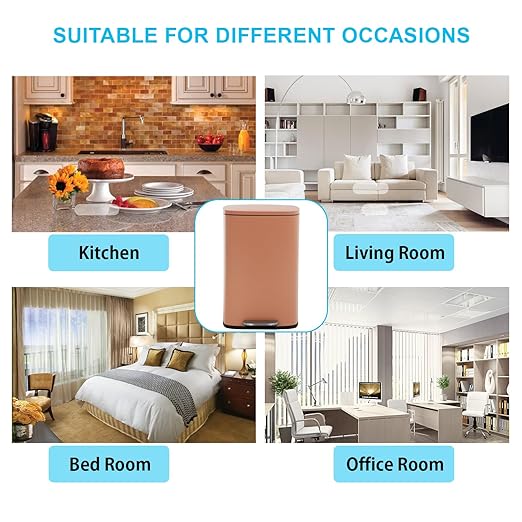 PayLessHere 13 Gallon (50L) Trash Can Kitchen Stainless Steel Trash Can Trash Can with Lid Removable Inner Bucket Foot Pedal Soft Close for Office Home Kitchen Garbage Can Trash Bin