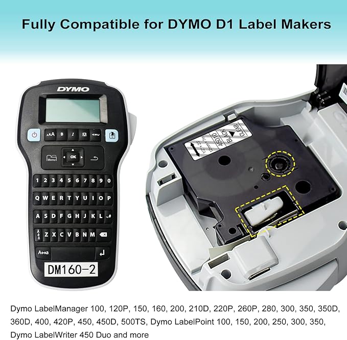 BOYEEZON Compatible D1 Clear Tape Replacement for DYMO D1 Label Tape 45010 S0720500 Clear 12mm Labeling Refills for Dymo Labelmanager 160 360D 280 420P 450 Duo, 1/2 Inch x 23 Feet, 3-Pack