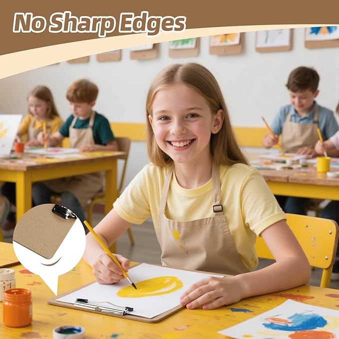 HappyHapi 28 Pack Clipboard 8.5 x 11 Letter Size Clip Boards Bulk, A4 Wooden Hardboard Office Clipboards Pack for Classroom, Work-Meetings, Brown