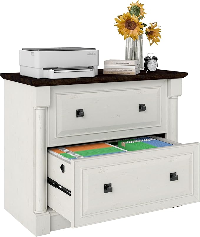 blini 2 Drawer File Cabinet Farmhouse Lateral File Cabinet with Hanging File Folders，Fits Letter/Legal/A4 Sizes, 36.8" Large Wood File Storage Cabinets Printer Stand for Home Office