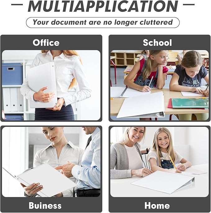 3 Ring Binder 1 Inch, PANDRI 12 Pack 1-Inch Binder Fits Letter Size 8.5'' x 11'' Paper, Versatile Binders for Office Home School, 2 Pockets, White