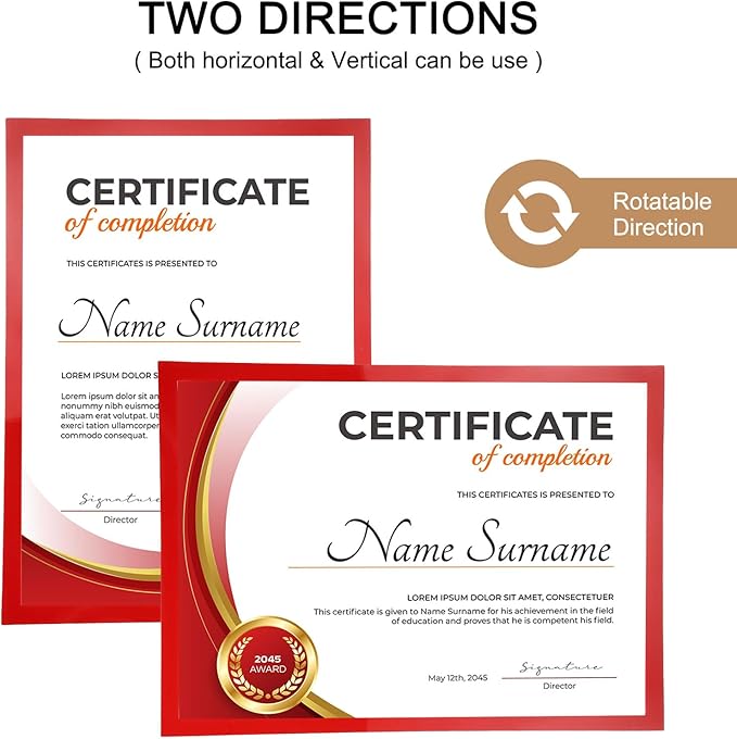 uxcell 2 Pcs Magnetic Sign Holder, 11.7" x 16.5" Self-Adhesive Magnetic Wall Signs Holder Magnetic Picture Frame Document Holder for Home Office Wall Window Displays, Red