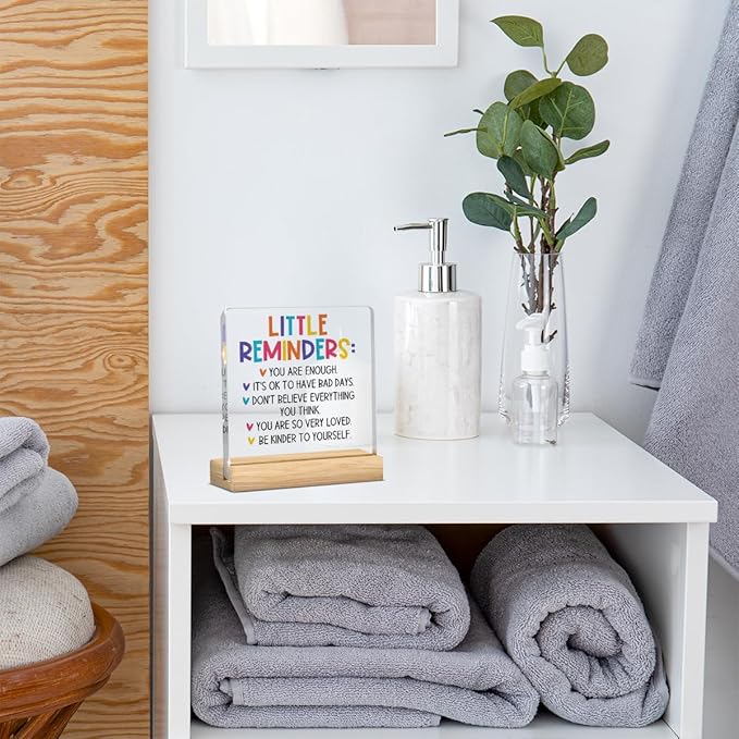 Inspirational Office Desk Decor, Motivational Employee Appreciation Gifts, Inspirational Gifts for Women, Room Decor for Teen Girls, Acrylic Sign With Wooden Stand for Office Desk Table Shelf