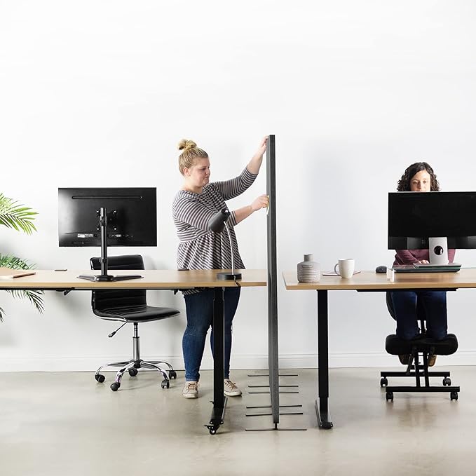 VIVO Freestanding 24 x 66 inch Privacy Panel, Cubicle Divider, Acoustic Wall Partition, Single 24 inch Panel with 2-Sided Zipper Attachment System, Dark Gray, PP-1-T024D