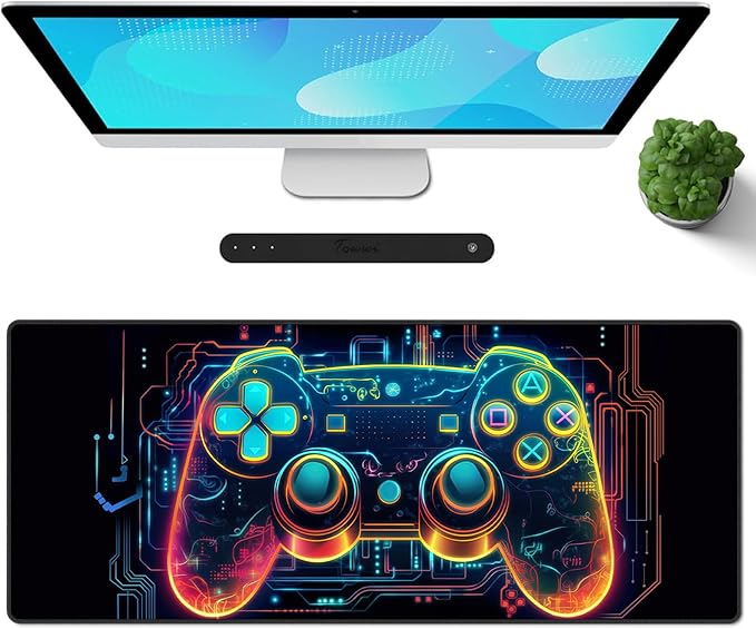 Galdas Gaming Mouse Pad XXL XL Large Long Extended Big Mousepad Non-Slip Rubber Keyboard Mouse Pad with Stitched Edges for Laptop Home Office (31.5x11.8x0.08 Inch) … (Handle)