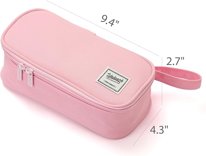 Pencil Case Pouch Box Bag School Supplies Girls Boys Kids, Cute Preppy Stuff Large Big Capacity Aesthetic Pen Organizer, Back to College Stationary, Light Pink, Standard Stlye, 1800ml