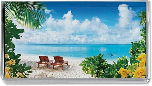 2026 Paradise Tropical Planner Pocket Calendar & Memo Pad, 3.5-Inch x 6.5-Inch Size Closed, Bookstore-Quality Monthly Floral Purse Calendars With 30 Note Pages for Kitchen & Office