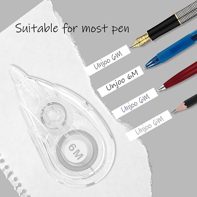 White Correction Tape Dispenser, Easy To Use Applicator for Instant Corrections, For school, Office (12pack, 6M/256, Tape Width 0.2in)