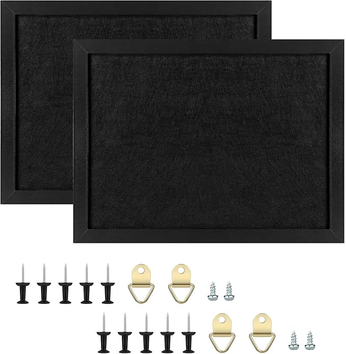 TORASO Cork Board Bulletin Board, 23.5" X 35.5" Cork Boards for Walls with Pins, Eye Bolts, gaskets, Screws, Pin Board for Office, School and Home (BK,60x90cm,2p