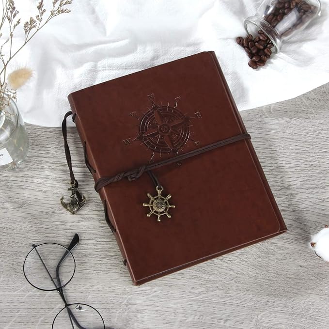 ThxMadam Leather Customize Photo Album Sscrapbook 60 Pages Love Memory Photo Book Vintage Wedding DIY Memory Book,Travelling Journal Scrap Book Family Scrapbook Birthday Christmas Gift for Mother Wife