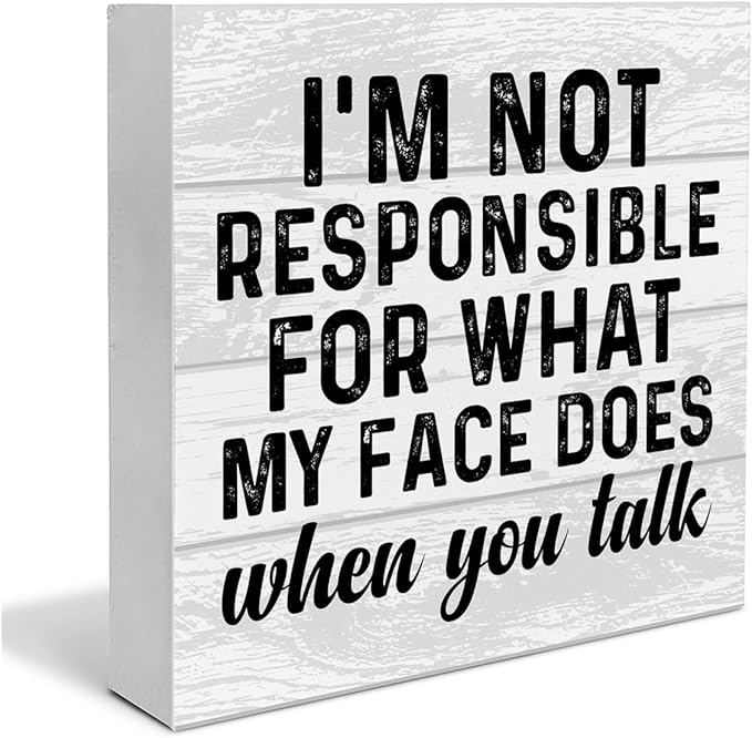 Funny Office Wooden Box Sign Home Decor Office Quote Wood Sign Desk Decoration Coworker Wood Block Plaque Box for Shelf 5 x 5 Inches