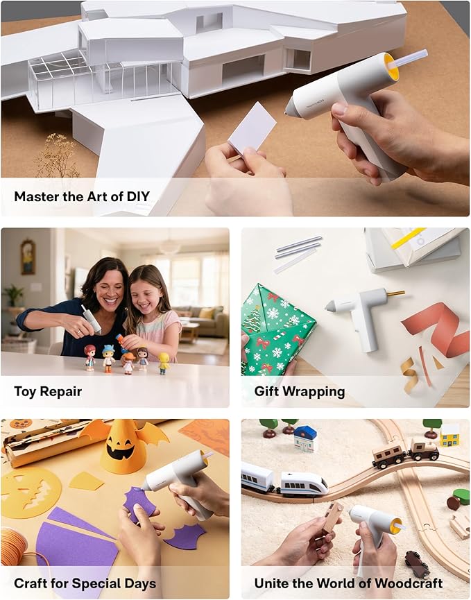 HOTO Cordless Auto Dispensing Glue Gun, Easyflow Hot Glue Gun with 40 Glue Sticks, 30s Fast Preheating, 3000mAh, Anti-Scald & Anti-Drip, Wireless/Wired, Ideal for DIY/Kids Crafts & Home Repairs