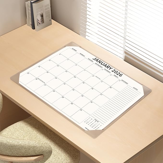 Desk Calendar 2025-2026 Large 22x17, July 2025-December 2026, 18 Months Big Desk Pad Calendar with Desktop Mat and Plastic Cover for Home Office School Planning, Apricot