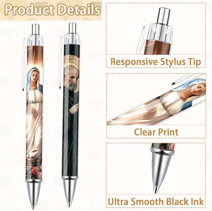 Catholic Saint Ballpoint Pens - 40 Pcs Christian Bible Pens Set for Women Men Jesus Christ Virgin Mary Smooth Ball Point Pen Religious Church Gifts for Home Office Stationery School Supplies