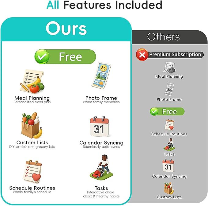 Westsee 15.6" Digital Wall Calendar Frame – Interactive Touchscreen Eletronic Calendars, Smart Family Planner for Schedule, Photo Display, Meals, Chore Chart & Tasks, Wall & Desk Mountable (Dark Gray)