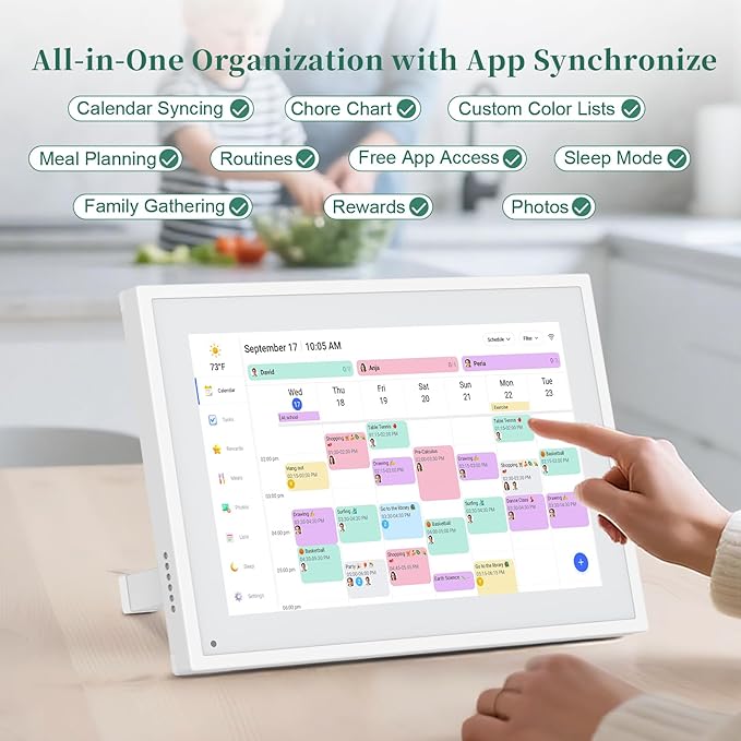 Smart Digital Calendar, 10.1" HD Smart Touch Screen Home Interactive Electron Calender WiFi Planner,Meal Schedule, Duty Chart,Achievement Rewards- Built-in Digital Photo Frame Function