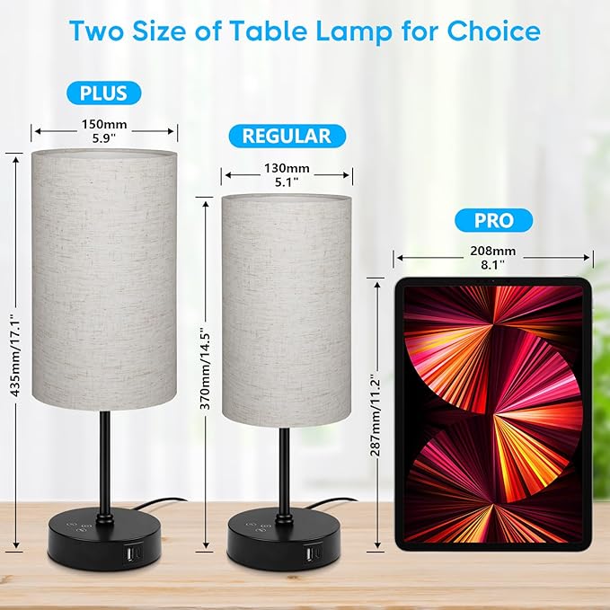 Unicozin 17Inch Table Lamp, 3 CCT 3000K/4500K/6500K & RGB Color Changing, Stepless Dimmable Bedside Lamp for Reading, Ambience Nightstand Light for Home Decor Party, Beige Shade