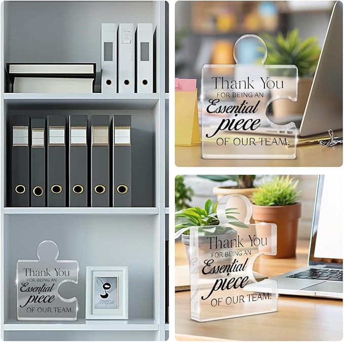 Team Appreciation Gifts for Employees, Thank You Gift for Coworkers, Best Teams Ever Gifts Thank You for Being an Essential Piece of Our Team Acrylic Puzzle Piece Plaque Office Decor