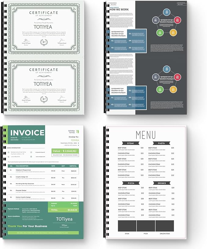 TOTiyea 50 Pack 19 Ring Plastic Binding Combs, 1-1/2 Inch Diameter, 320 Sheet Capacity, Letter Size, Black Comb Binding Spines