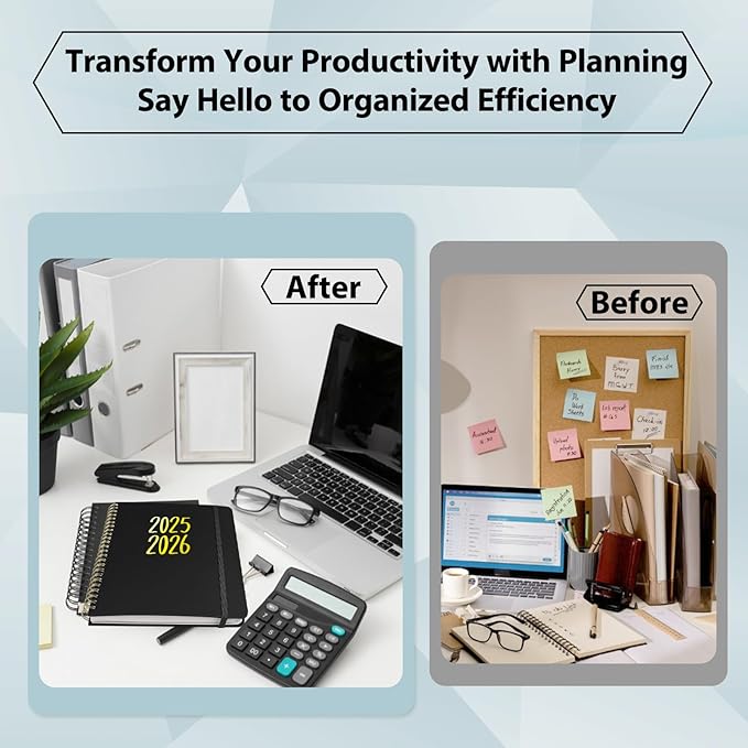 Planner 2025-2026, July 2025 - June 2026 Daily Weekly and Monthly Calendar Planner Book with Tabs, Notes Pages, Inner Pocket, Spiral Schedule Agenda A5, Back to School Supplies for School, College, Work-BLACK