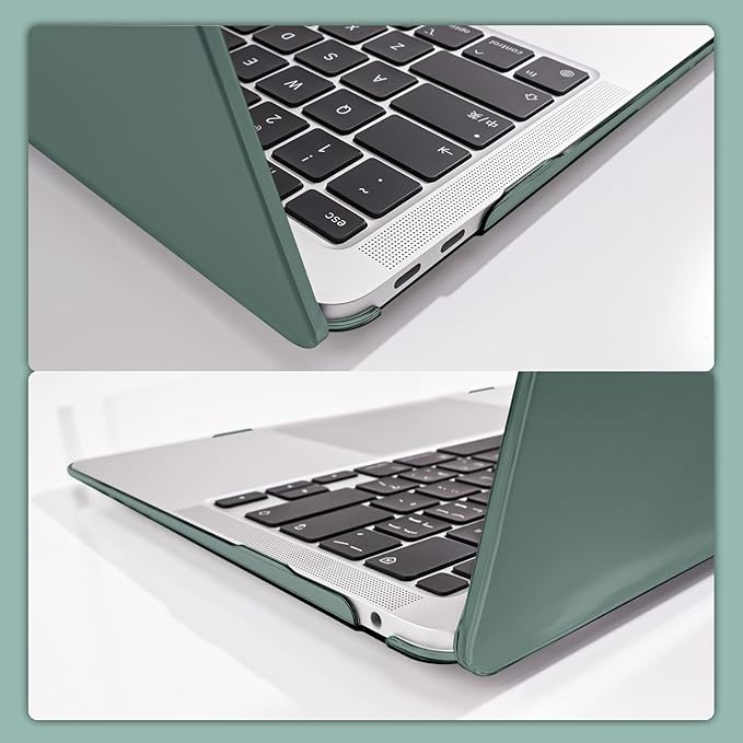 Compatible with MacBook Pro 13 inch Case 2022-2016 A2338 A2289 A2251 A1706 A1989 A2159 M2 M1, Crystal Plastic Hard Shell Case Keyboard Cover Screen Film for Mac Pro 13 Touch ID, Midnight Green