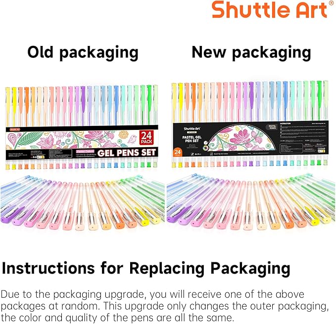Shuttle Art Pastel Gel Pens, 24 Pastel Milky Colors Gel Pen for Black Paper, Adults Coloring Books Drawing Doodling Crafts Scrapbooking Journaling