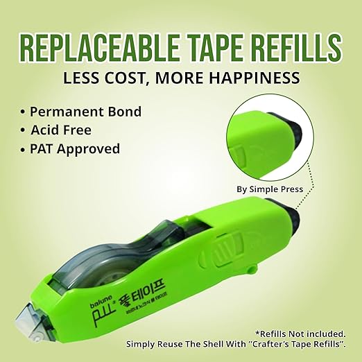 Tape Runner - Double Sided Adhesive with Dispenser Roller Included - Acid Free, Sticky, Transparent - Ideal for Scrapbooking, Crafts & More - Retractable (315 inches per Cartridge), 20 Cartridge