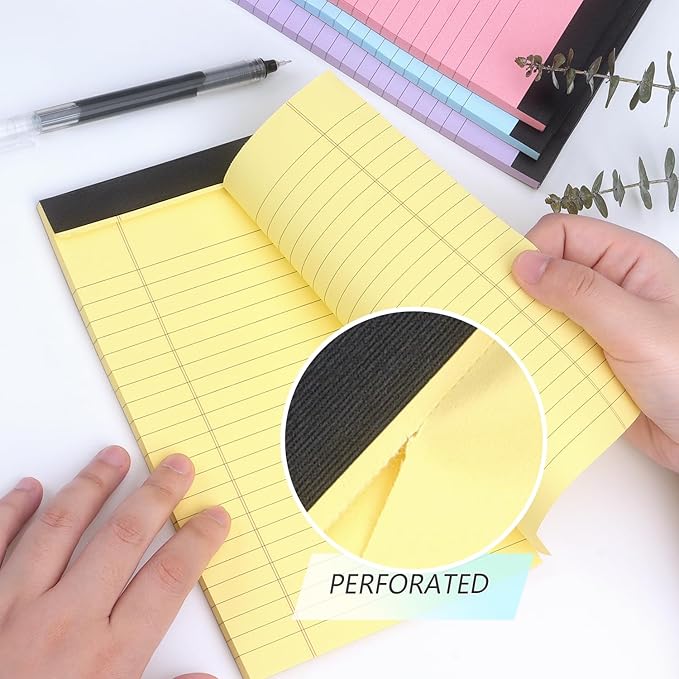 ZZTX Legal Pads Note Pads 5 x 8 Inch Lined Writing Pads, 50 Sheets Per Writing Pad, 4 Pack (Multicolor)