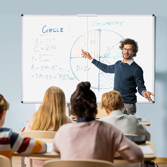 VIZ-PRO Magnetic Foldable Whiteboard, 48 x 36 Inches, Dry Erase Wall Mounted Board for School Office and Home