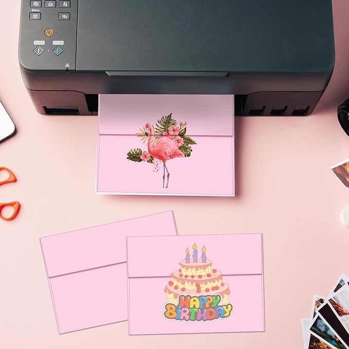 100 Packs 5x7 envelopes, A7 White Envelopes for Invitations Self Seal Printable for Greeting Cards, Weddings, Invitations, Photos, Postcards, Mailing (Pink)