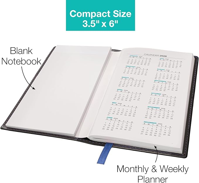 2026 Pocket Planner/Pocket Calendar, 3.5"x6": Includes 14 Months (November 2025 - December 2026) / 2026 Weekly Planner/Weekly Agenda/Monthly Calendar Organizer (Navy)/Black)