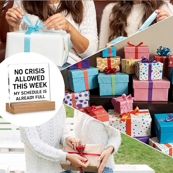 Boss Day Gifts, Cool Gifts for Bosses Women Men, Funny Boss Gift for Manager Coworker, No Crisis Allowed This Week Office Decorative Signs Plaque for Desk