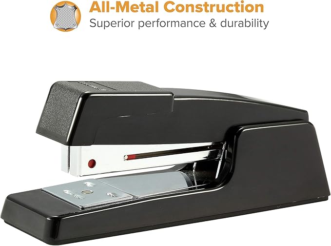 Bostitch Office B400 Executive Compact Stapler, 20 Sheet Capacity, Durable, Metal Design, Opens for Tacking, Dual Clinch, Half-Strip, Black