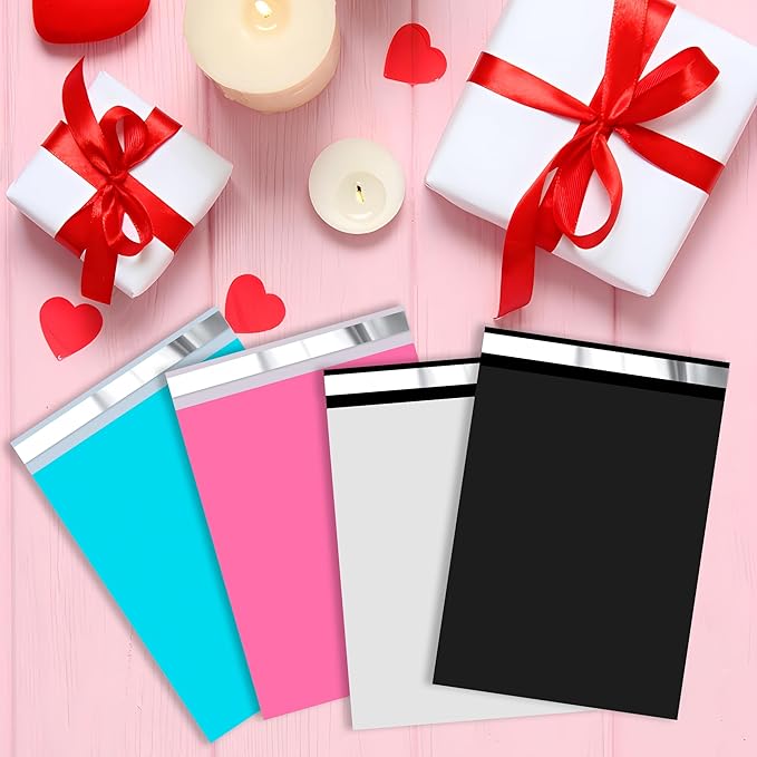 JinRuiKJ Thank You Poly Mailer - 10x13 Poly Mailers Variety Pack of 100, 25 Pcs Each Color, Strong Adhesive Shipping Bags for Clothing, Durable Thick Mailer Bags with Self Seal - Mixed Color