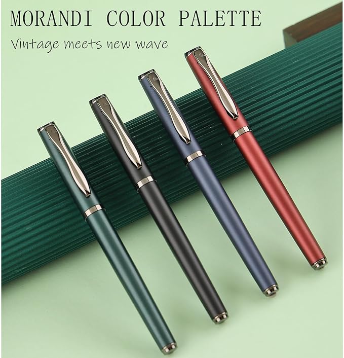 Liquid Ink Rollerball Pen,Luxury pen,Nice pen Metal pen Smooth writing stylish design effortless writing,fancy pens with gift case for Men & Women with 2 Refills-Inky black