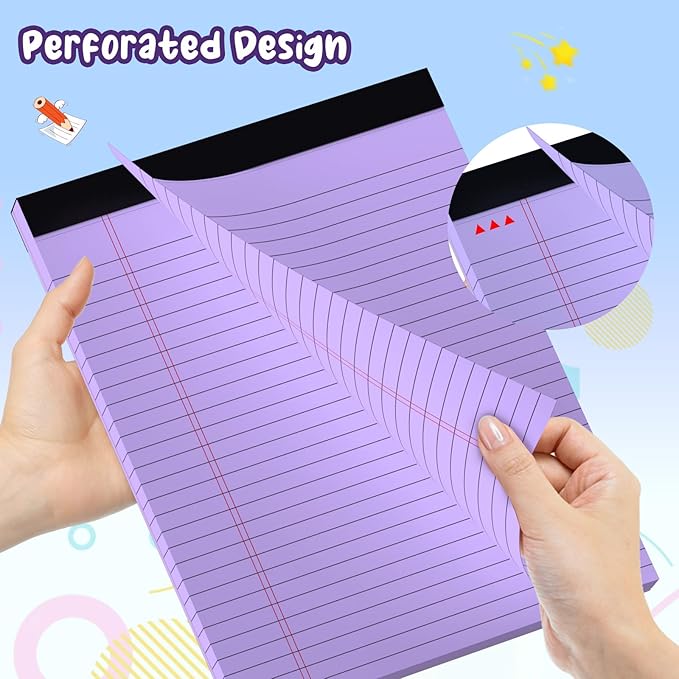 3 pcs Legal Pads 8.5 x 11 Note Pads, Colored Legal Notepads 8.5 x 11, Notebook Wide Ruled Paper, Micro Perforated Writing Pad, Pad of Paper for Office Home School, 30 Sheets/Pack