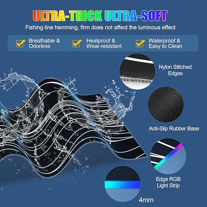 Mouse Pad with Foldable Phone Holder & Wireless Charger, XL RGB Gaming Mousepad 31.5"x11.8" Large Desk Mat for Keyboard, Home Desk Pad with Dual Qi Charging Station | 11 Colors & 5 Modes | Waterproof