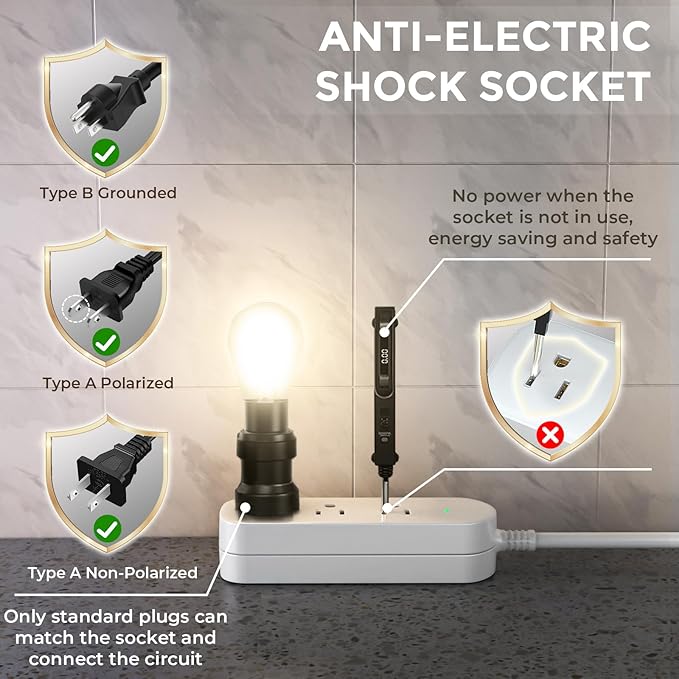 Surge Protector Power Strip,1625W/13A,5Ft Extension Cord with 3 Outlets,Waterproof Class 6 Heavy Duty Extension Cord for Indoor Outdoor,UL FCC IPX6 Listed (White, 5FT)