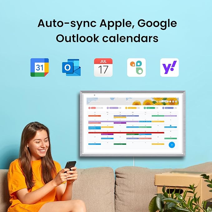 ApoloSign 27" Digital Calendar: Dual Mode Calendars with Google Play & Multi-calendar Sync, Electronic Planner & Chore Chart, Smart Touchscreen, Interactive Display for Family Schedule(Gray, 27-inch)