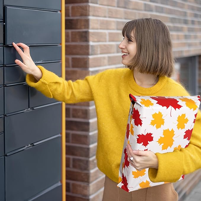 Poly Mailers 10x13 Inch 100 Pcs - Maple Leaf printed Shipping Bags, 2.4mil Thickness, Waterproof and Tear Resistant Mailing Envelopes, Self-Sealing Packaging Bags for Small Business