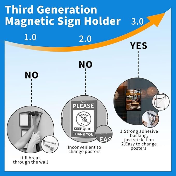 Inpack Magnetic Sign Holder 8.5 x 11, Self-Adhesive Magnetic Frames For Wall, Magnetic Picture Frame Document Holder with Clear PVC Cover for Office Home Store Restaurant (12 PACK)